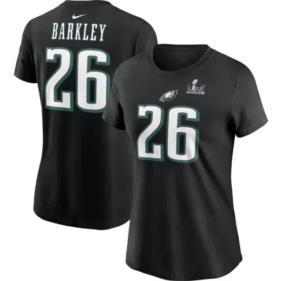 Nike Saquon Barkley Black Philadelphia Eagles Super Bowl Lix Name & Number T-shirt