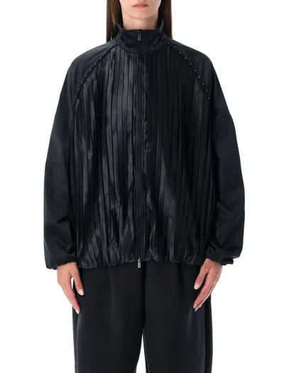 Nike Pleated Bomber Jacket In Black