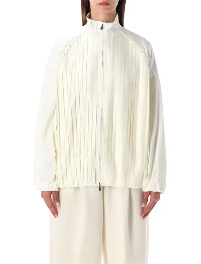 Nike Pleated Bomber Jacket In White