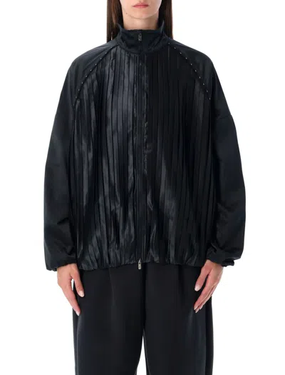 Nike Satin Pleated Oversized Tracksuit Jacket  Sportswear Collection In Black