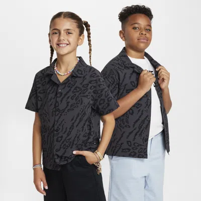 Nike Sb Big Kids' Dri-fit Button-down Skate Shirt In Black
