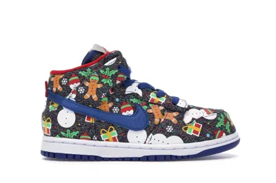 Pre-owned Nike Sb Dunk High Concepts Ugly Christmas Sweater (2017) Sneakers In Blue Ribbon/atom Red