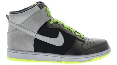 Pre-owned Nike Sb Dunk High Wrinkled Patent (women's) Sneakers In Black/silver/stealth Volt