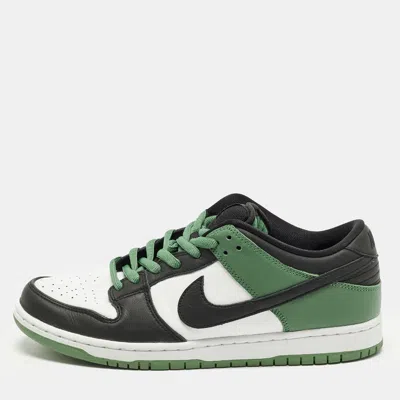 Pre-owned Nike Sb Dunk Low Size 45 Tricolor Leather Lace Up Sneakers In White