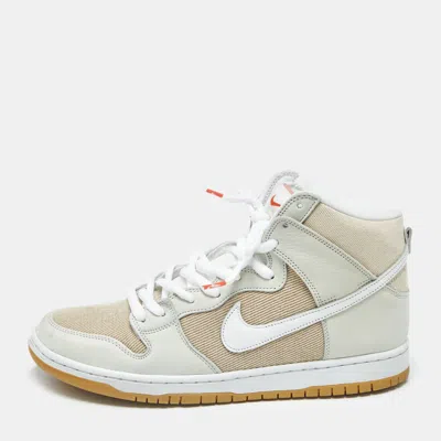 Pre-owned Nike Sb Dunk Pro Iso Natural Size Beige Canvas And Nubuck Leather High Top Sneakers In Sand