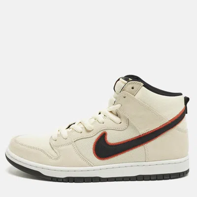 Pre-owned Nike Sb Dunk Pro Prm San Francisco Giants Size 46 Beige Canvas And Suede High Top Sneakers In Sand