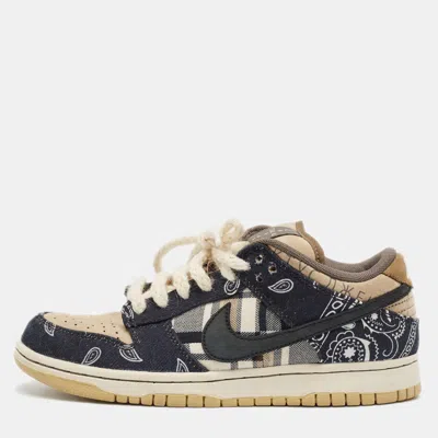 Pre-owned Nike Sb Dunk Travis Scott Size 40 Multicolor Canvas And Nubuck Leather Low Top Trainers