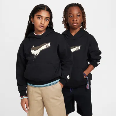 Nike Sb Easyon Big Kids' Oversized Pullover Skate Hoodie In Black
