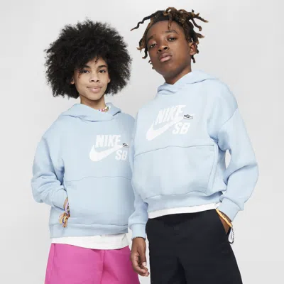 Nike Sb Icon Fleece Easyon Big Kids' Oversized Pullover Hoodie In Blue