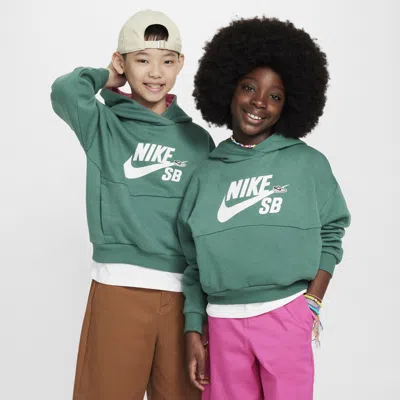 Nike Sb Icon Fleece Easyon Big Kids' Oversized Pullover Hoodie In Green