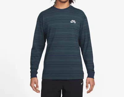 Nike Sb Long Sleeve Striped T-shirt In Navy Jungle In Multi