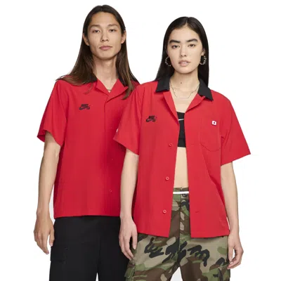 Nike Sb Short-sleeve Button-up Bowler Shirt 'team Japan' In Red