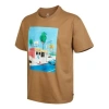 Nike Sb Skateboard Cartoon Landscape Pattern Skateboard Round Neck Short Sleeve Brown