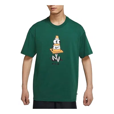 Nike Sb Skateboard Entertainment Print Sports Crewneck Short Sleeve Men's Green In Brown