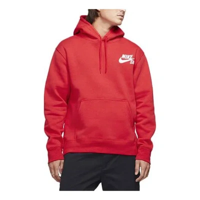 Nike Sb Skateboard Icon Skateboard Hooded Long Sleeve Logo Pullover Sweatshirt Men's University Red