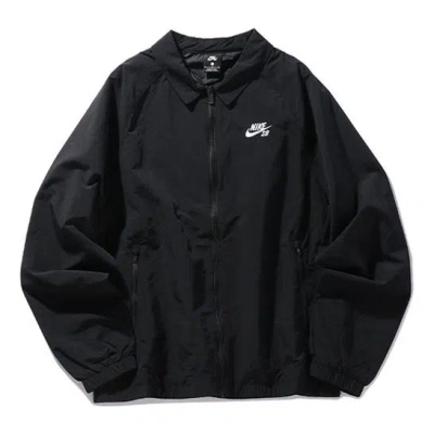 Nike Sb Skateboard Sports Long Sleeves Woven Logo Jacket Black In Animal Print