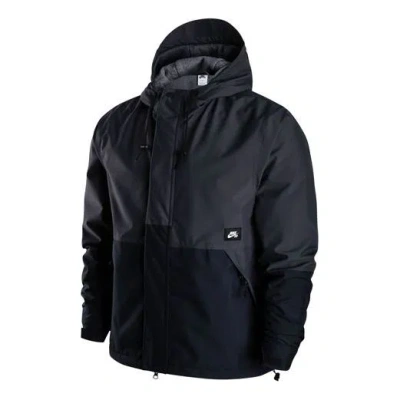 Nike Sb Storm-fit Woven Fleece Skateboard Hooded Logo Jacket Black