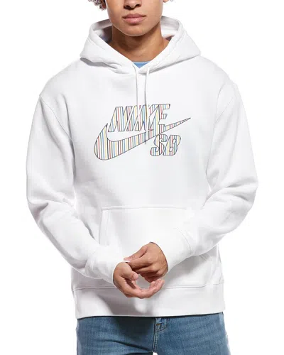 Nike Sb Striped Skate Hoodie In White