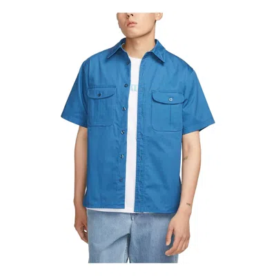 Nike Sb Tanglin Short-sleeved Woven Button-down Skateboard Shirt 'blue'