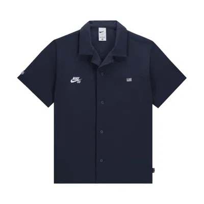 Pre-owned Nike Sb Team Usa Short-sleeve Button-up Bowler Shirt 'obsidian/white' In Blue