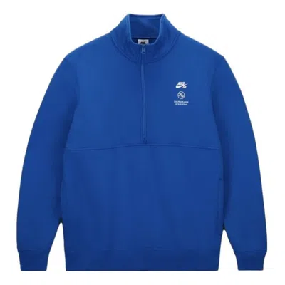 Nike Sb X Fly Streetwea Fleece Half Zip Hoodie 'blue'