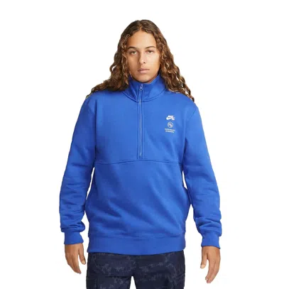 Nike Sb X Fly Streetwear 1/2 Zip Fleece Skate Top 'blue'