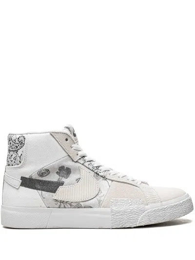 Nike Sb Zoom Blazer Mid Edge Sneakers In White