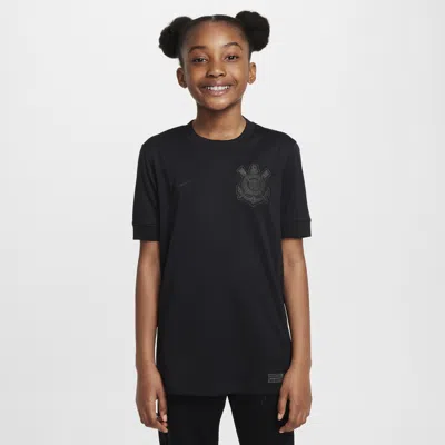 Nike S.c. Corinthians 2024/25 Stadium Away Big Kids'  Dri-fit Soccer Replica Jersey In Black
