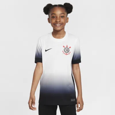 Nike S.c. Corinthians 2024/25 Stadium Home Big Kids'  Dri-fit Soccer Replica Jersey In White