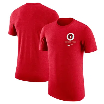Nike Men's Heather Gray Ohio State Buckeyes Retro Tri-blend T-shirt In Red