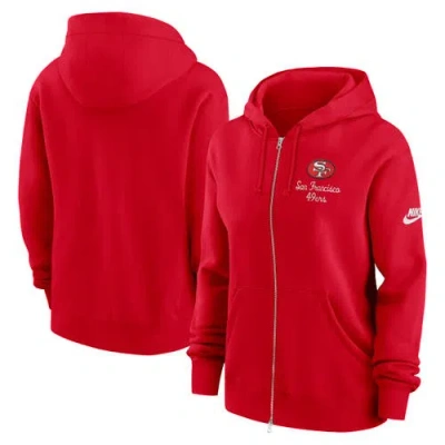 Nike Scarlet San Francisco 49ers Phoenix Rewind Full-zip Hoodie In Red