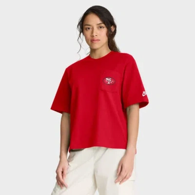 Nike Scarlet San Francisco 49ers Rewind Pocket Boxy T-shirt In Red