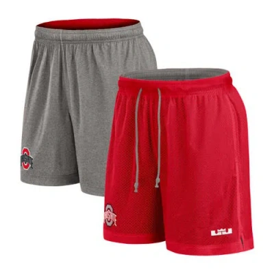 Nike Men's Scarlet/heather Gray Ohio State Buckeyes Player Reversible Shorts In Scarlet,heather Gray