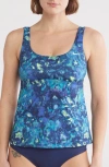 Nike Scoop Neck Tankini In Midnight Navy