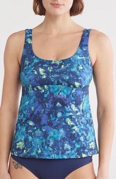Nike Scoop Neck Tankini In Midnight Navy