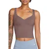Nike Seamless Padded Sports Tank In Smokey Mauve/white