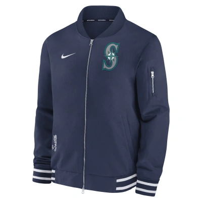 Nike Seattle Mariners Authentic Collection  Men's Mlb Full-zip Bomber Jacket In Blue