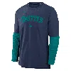 Nike Seattle Mariners Authentic Collection Player  Men's Dri-fit Mlb Pullover Sweatshirt In Blue