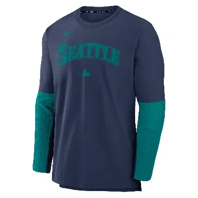 Nike Seattle Mariners Authentic Collection Player  Men's Dri-fit Mlb Pullover Sweatshirt In Blue