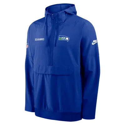 Nike Seattle Seahawks Alt Option Route Anorak  Men's Nfl 1/2-zip Hooded Jacket In Blue