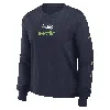 Nike Women's College Navy Seattle Seahawks Boxy Long Sleeve T-shirt In Blue