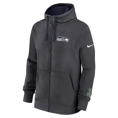 Nike Seattle Seahawks Playbook Page Club  Men's Nfl Full-zip Hoodie In Gray