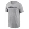 Nike Heather Gray Seattle Seahawks Primetime Wordmark Essential T-shirt In Gray