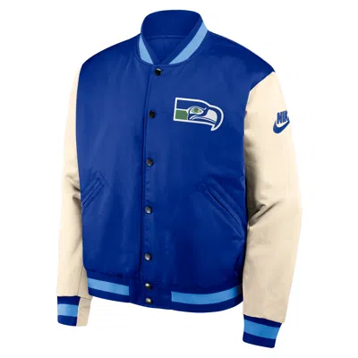 Nike Seattle Seahawks Rewind Legacy  Men's Nfl Full-snap Bomber Jacket In Blue
