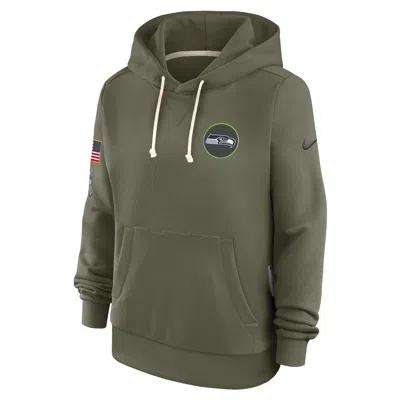 Nike Seattle Seahawks Salute To Service Sideline  Women's Dri-fit Nfl Pullover Hoodie In Brown
