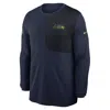 Nike College Navy Seattle Seahawks Sideline Coach Uv Performance Long Sleeve T-shirt