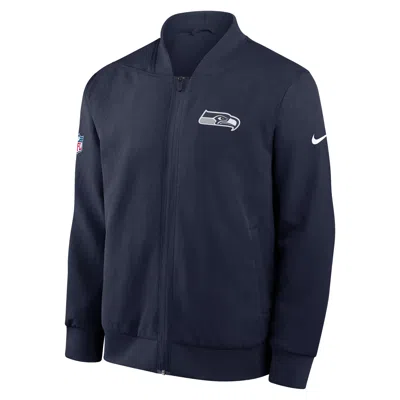 Nike Seattle Seahawks Sideline  Men's Nfl Full-zip Bomber Jacket In Blue