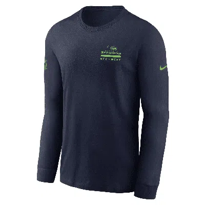 Nike Seattle Seahawks Sideline Team Issue  Men's Dri-fit Nfl Long-sleeve T-shirt In Blue