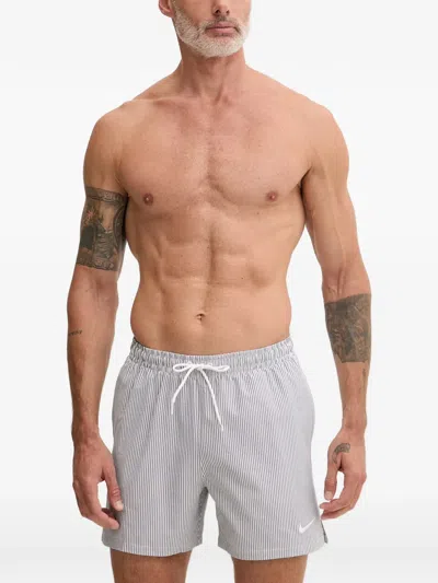 Nike Seersucker Striped Swim Shorts In Gray