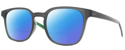 Pre-owned Nike Session-080 Unisex Polarized Bifocal Sunglasses In Grey Crystal Green 51 Mm In Blue Mirror